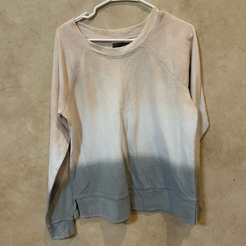 Love + Crazy Ombre Beige and Gray Sweatshirt new size medium
